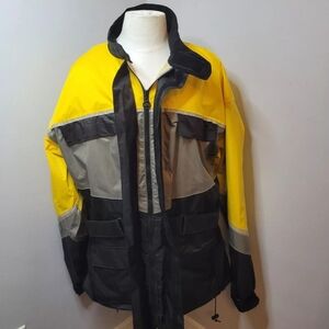 Tourmaster Men's 3XL PVC Coated Motorcycle Rain Jacket Black/Yellow 4 Pocket